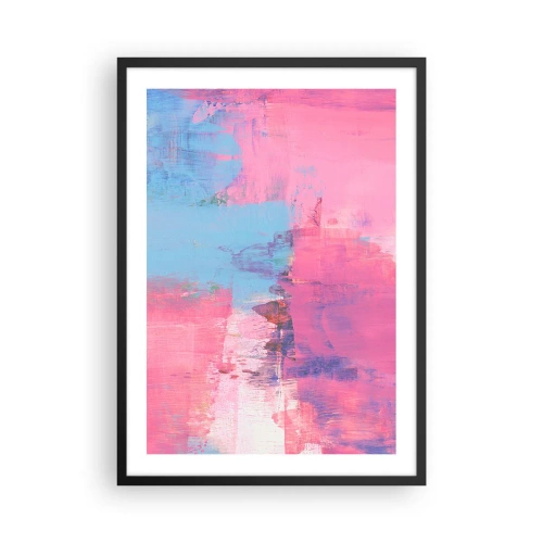 Pôster com moldura preta - Composição abstrata em tons de rosa e azul - 50x70cm - Rosa, azul e uma pitada de luz - Decoração de parede moderna para a sala de estar e quarto ARTTOR