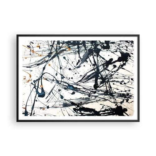 Pôster com moldura preta - Abstração expressionista - 100x70 cm