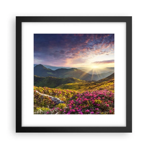 Pôster com moldura preta - A frescura de uma manhã nas montanhas - 30x30 cm