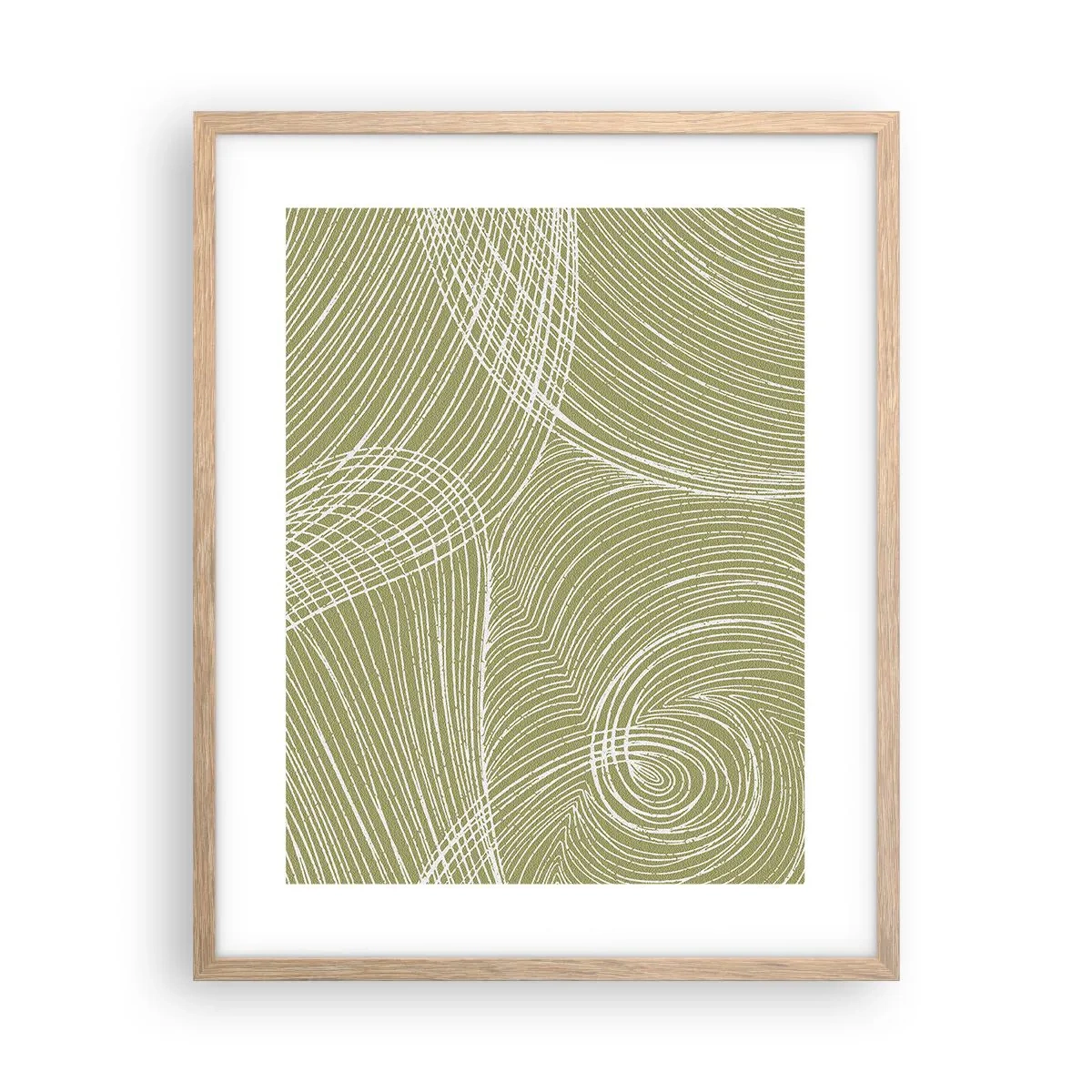 Pôster com moldura de carvalho claro - Abstração intrincada em branco - 40x50 cm