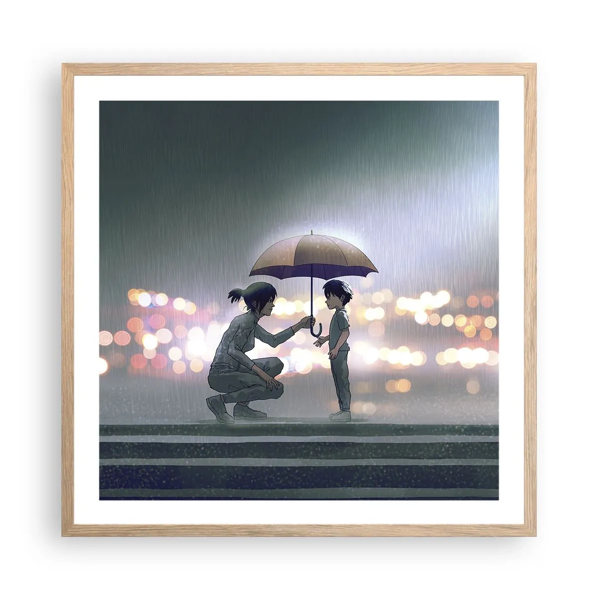 Pôster com moldura de carvalho claro - Está tudo bem agora - 60x60 cm