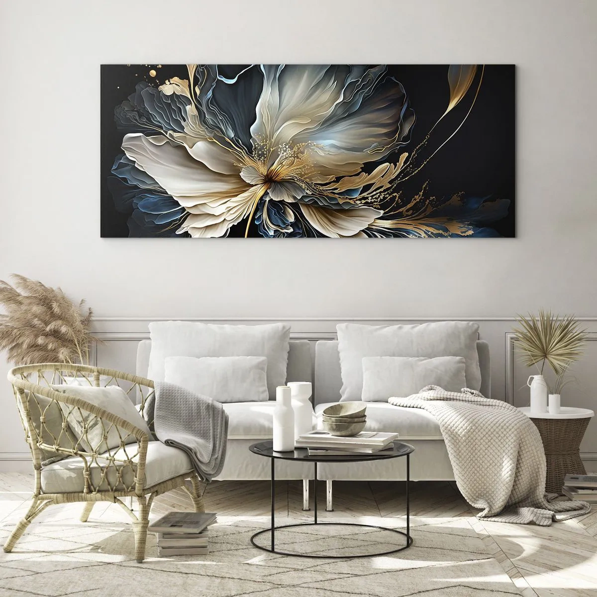 Quadro em vidro - Flor de samambaia de conto de fadas - 100x40 cm