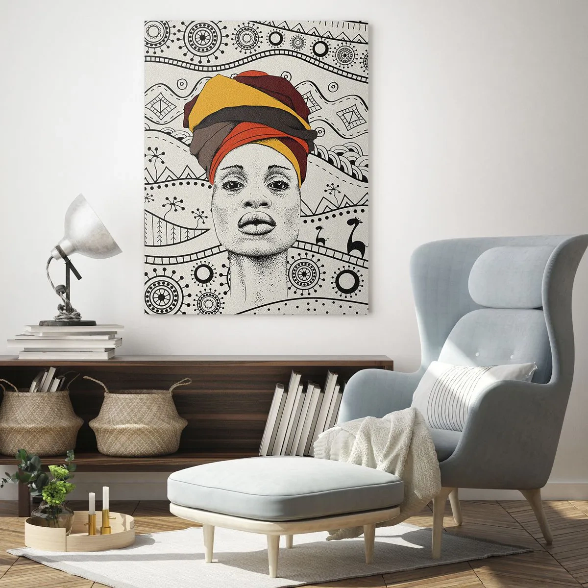 Quadro em vidro - Retrato africano - 50x70 cm