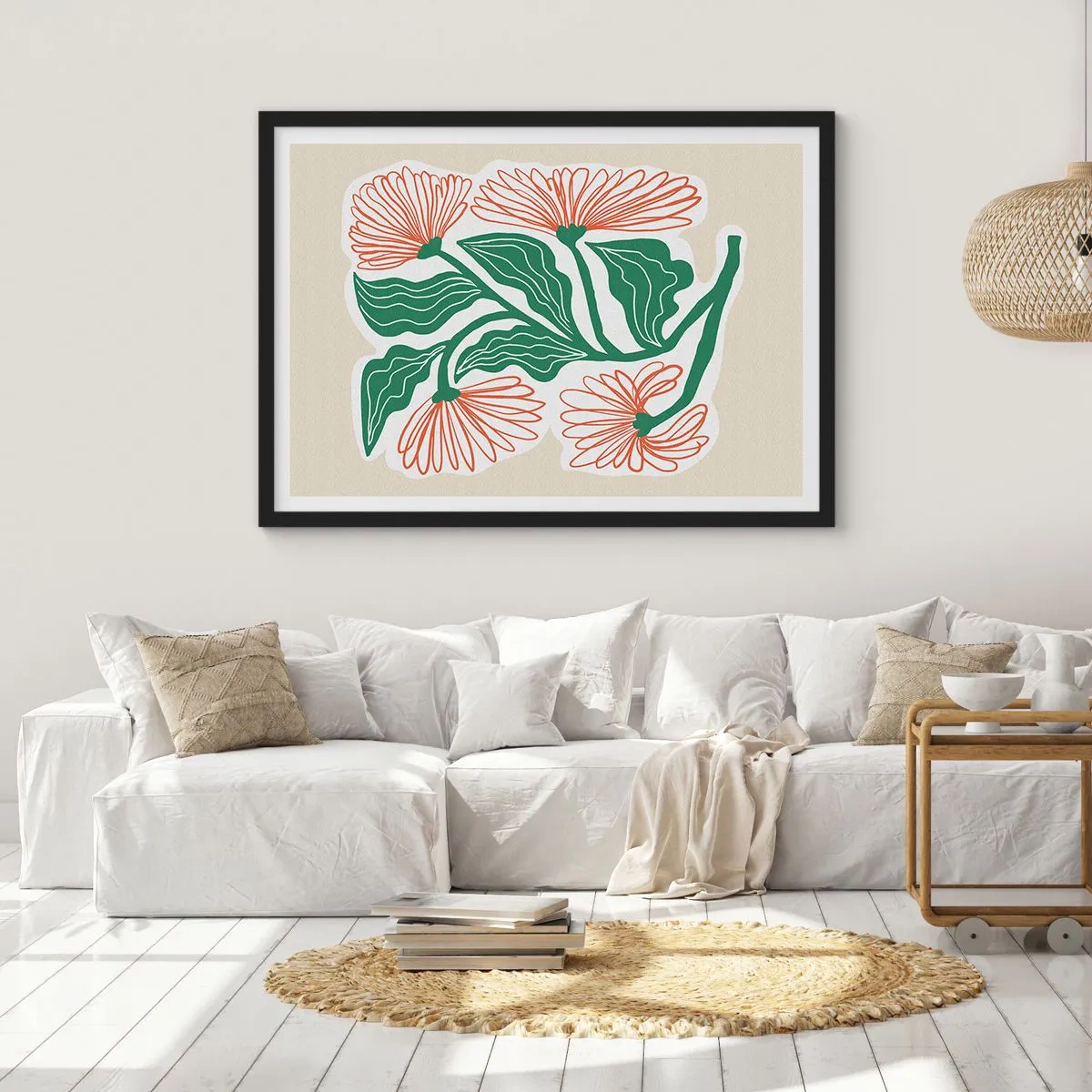 Pôster com moldura preta - Folclórico e moderno - 70x50 cm