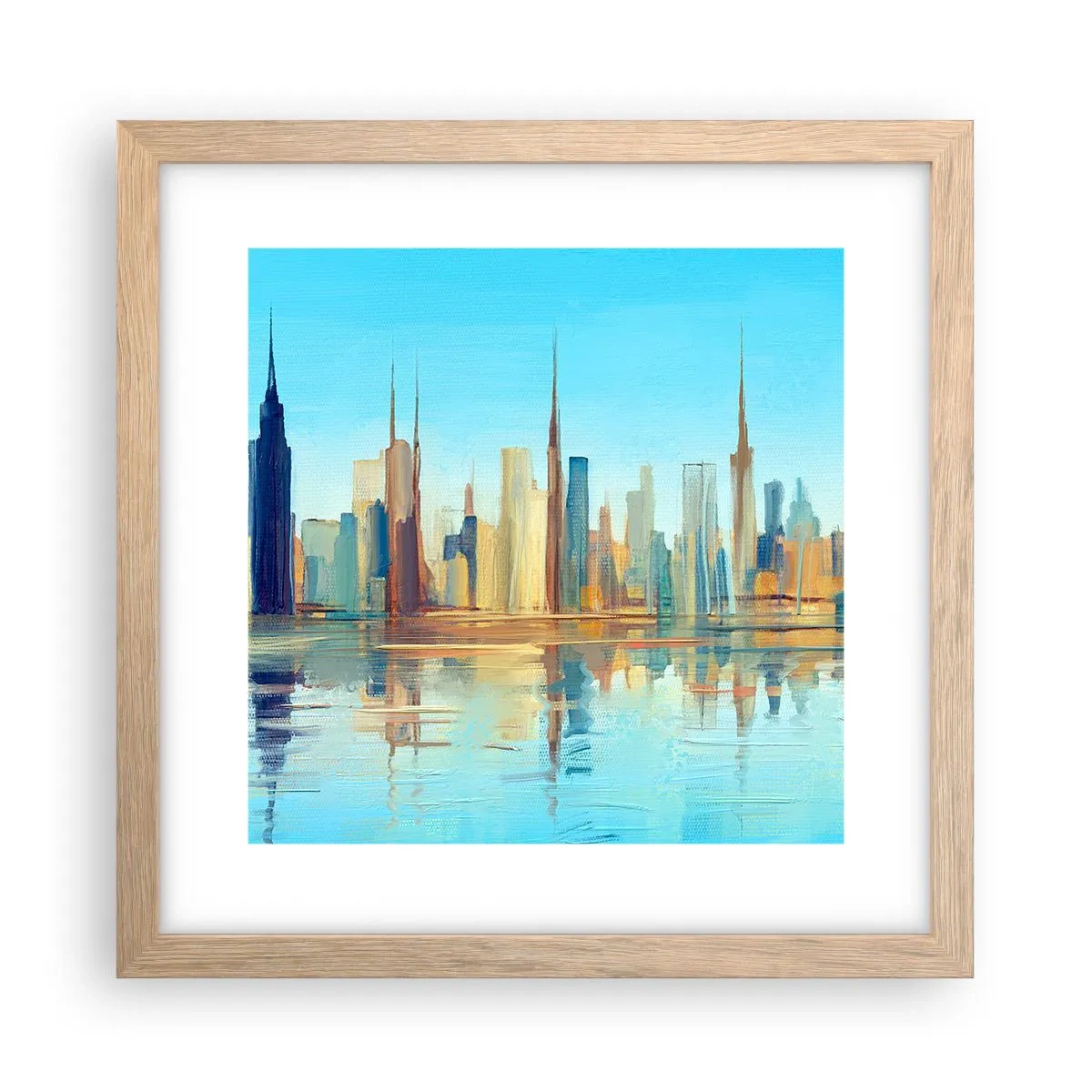 Pôster com moldura de carvalho claro - Uma metrópole ensolarada - 30x30 cm