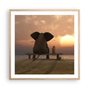 Pôster com moldura de carvalho claro - Como é bom ficarmos em silêncio juntos - 60x60 cm