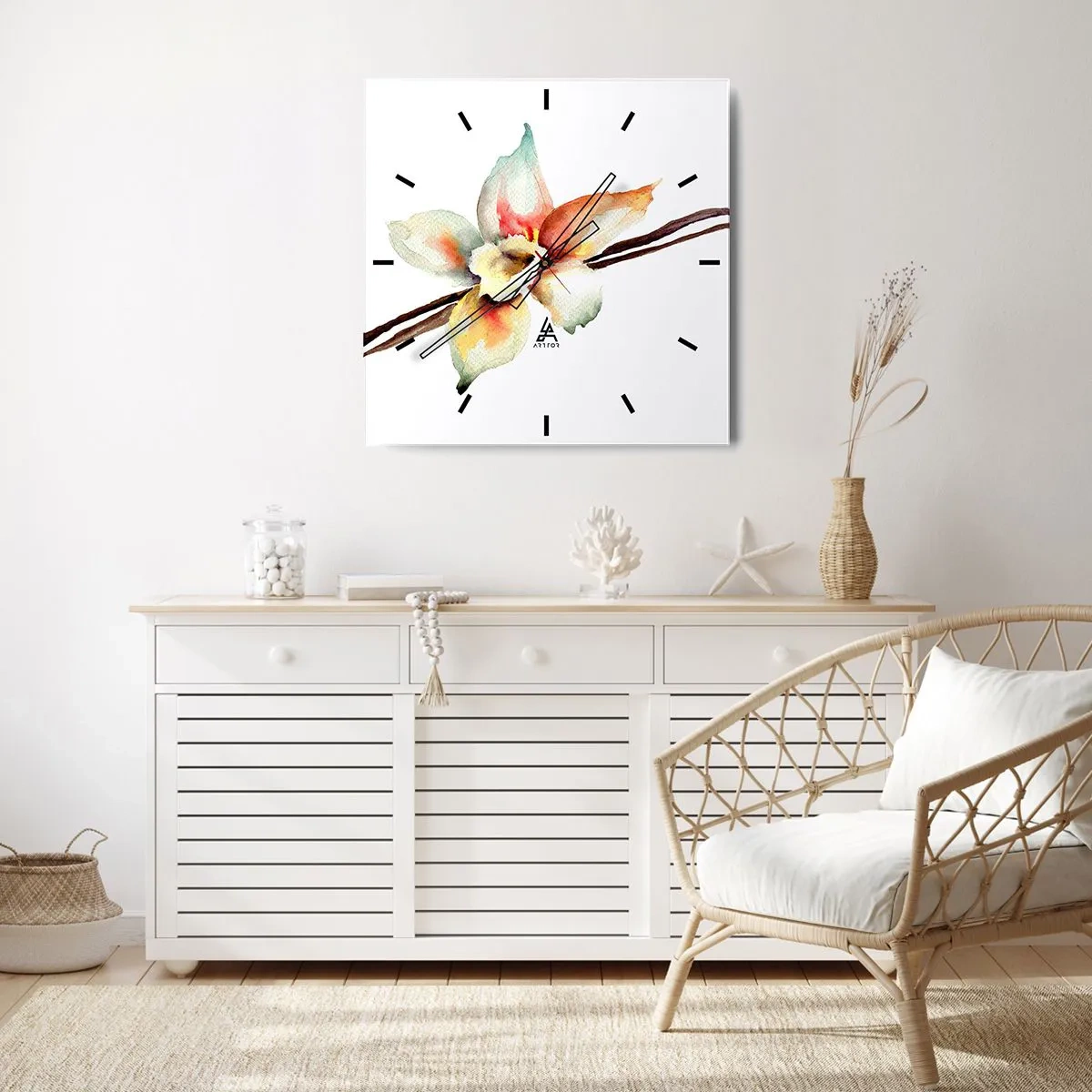 Relógio de parede - Relógio em vidro - Doçura derramada com tinta - 30x30 cm