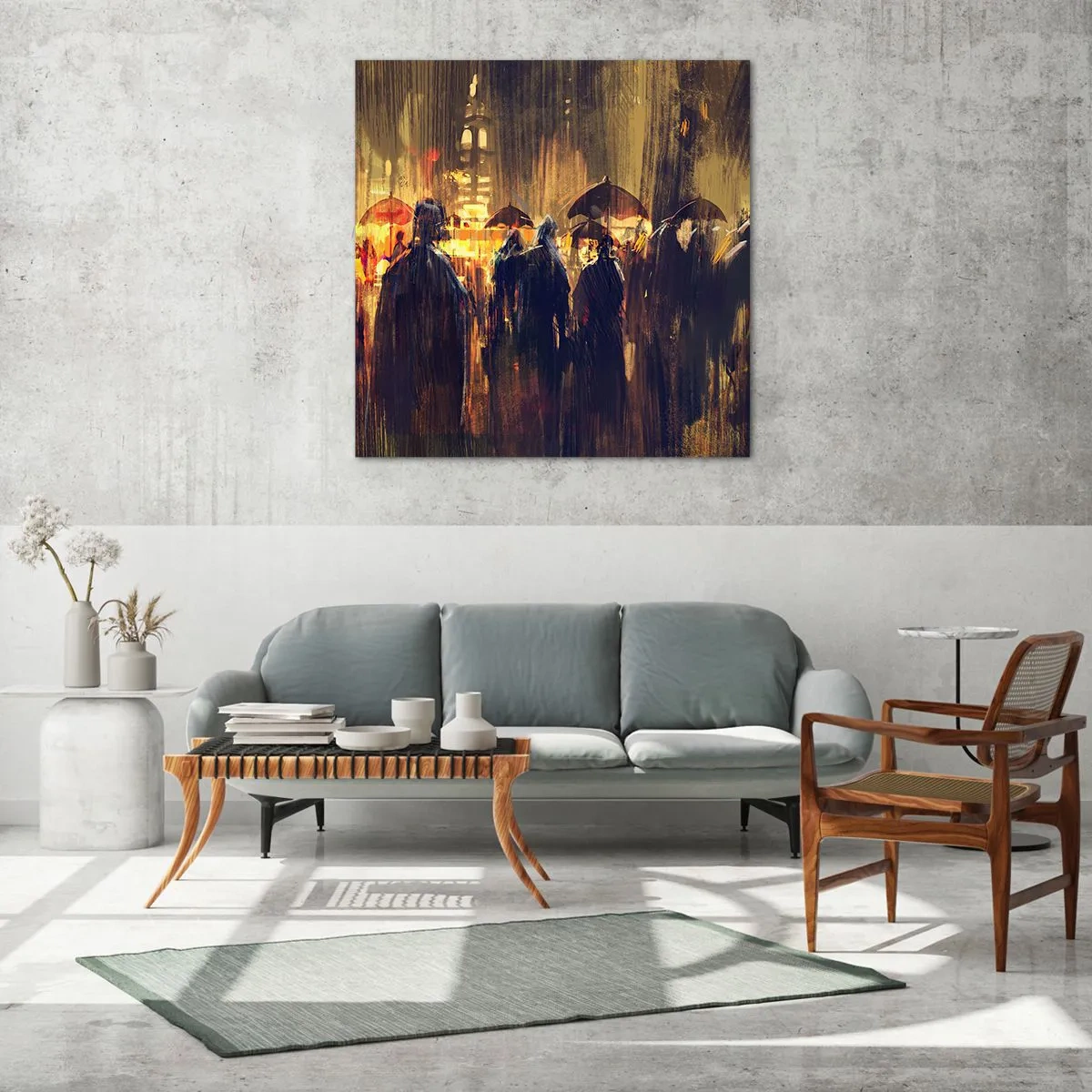 Quadro em vidro - Os seguidores da chuva - 30x30 cm