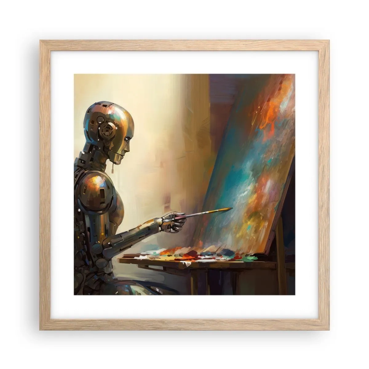 Pôster com moldura de carvalho claro - A arte do futuro - 40x40 cm