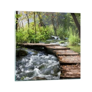 Quadro em vidro - Sobre a cascata espumosa - 30x30 cm