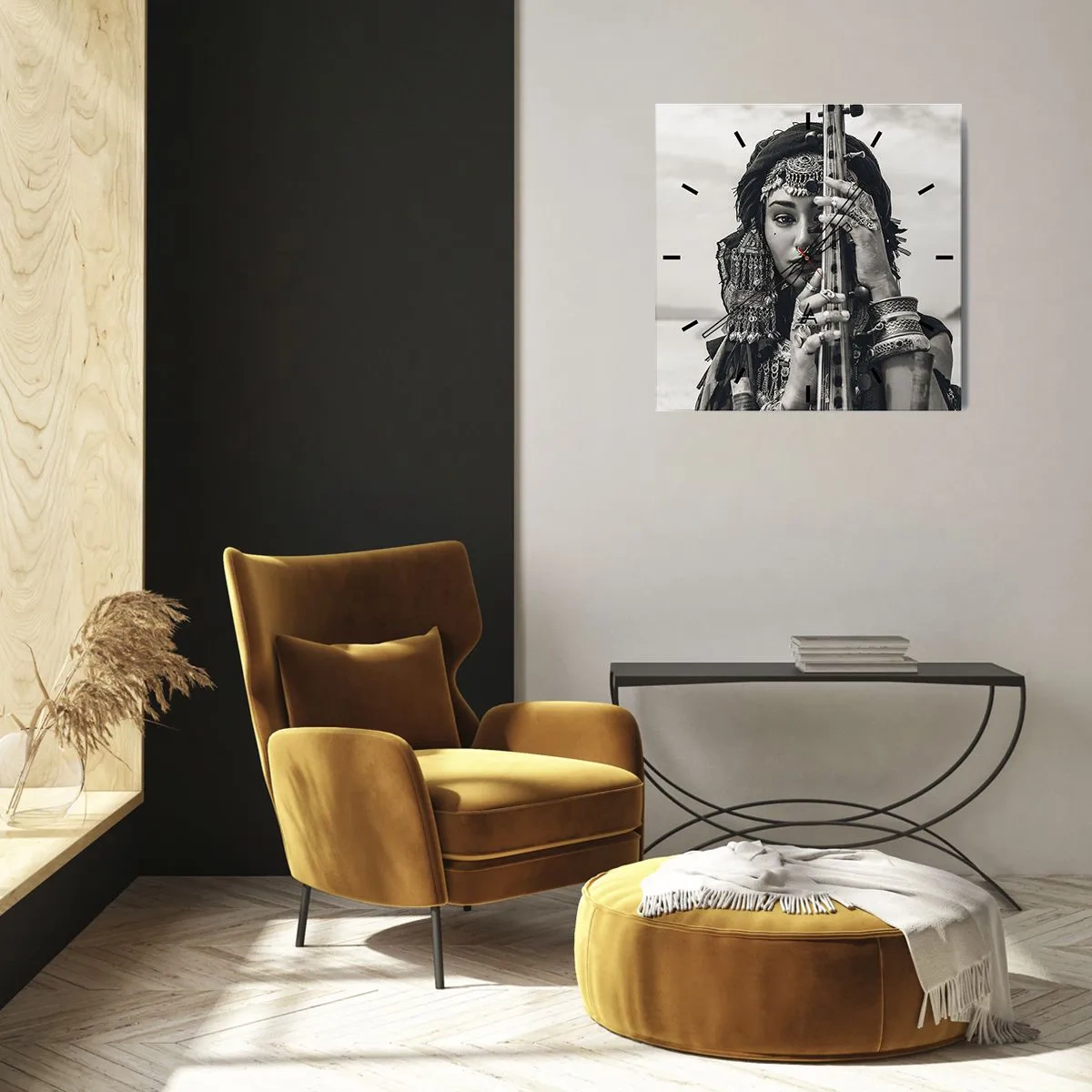 Relógio de parede - Relógio em vidro - A própria música oriental - 40x40 cm