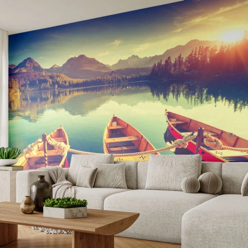 Papel de parede personalizado Premium Sand - Viver de acordo com as suas leis - Paisagem, Montanhas, Lago