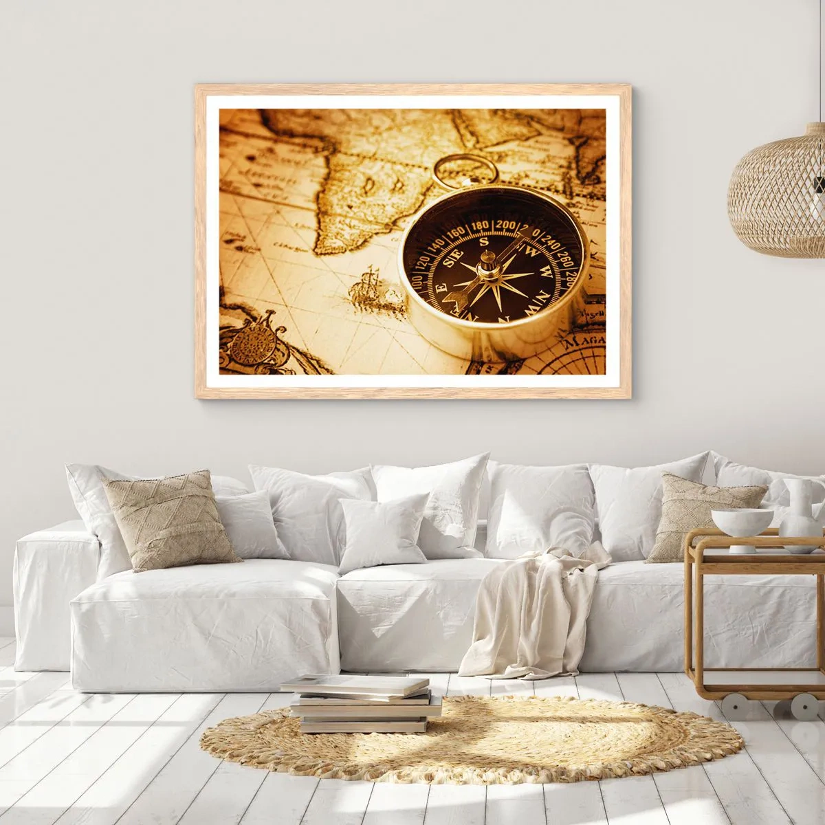 Pôster com moldura de carvalho claro - Oriente ou Ocidente? - 100x70 cm