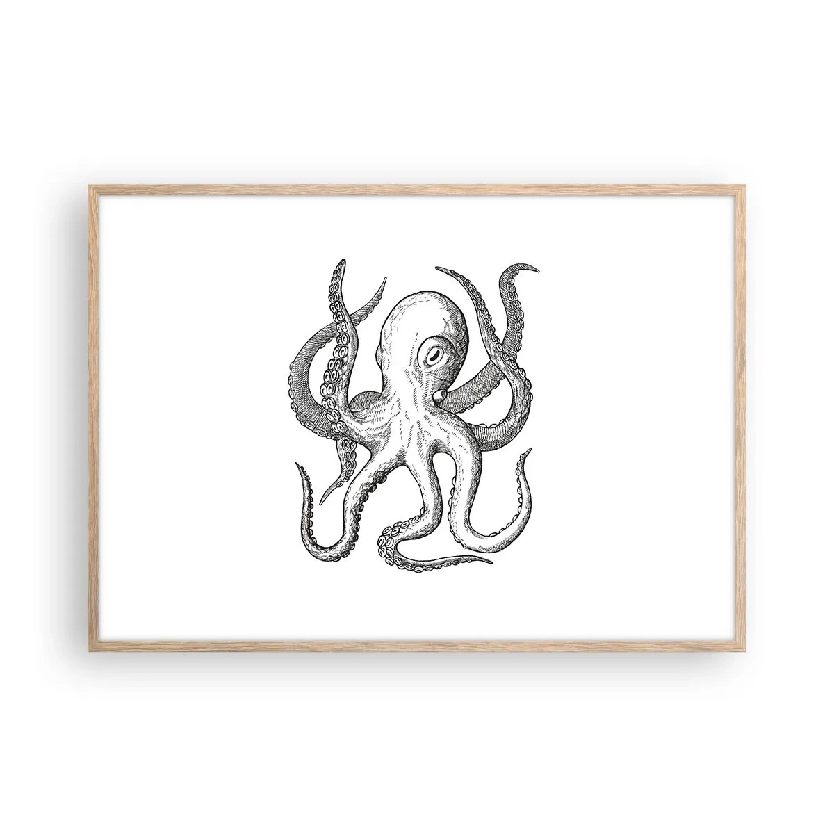 Pôster com moldura de carvalho claro - Dançando com as ondas - 100x70 cm