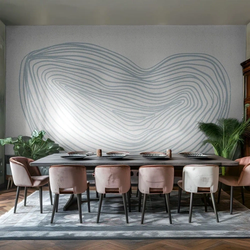 Papel de Parede Standard Eco - Forma azul orgânica em um fundo claro - 100x70cm - Deixe cair o sorriso - Decoração de parede moderna para a sala de estar e quarto ARTTOR