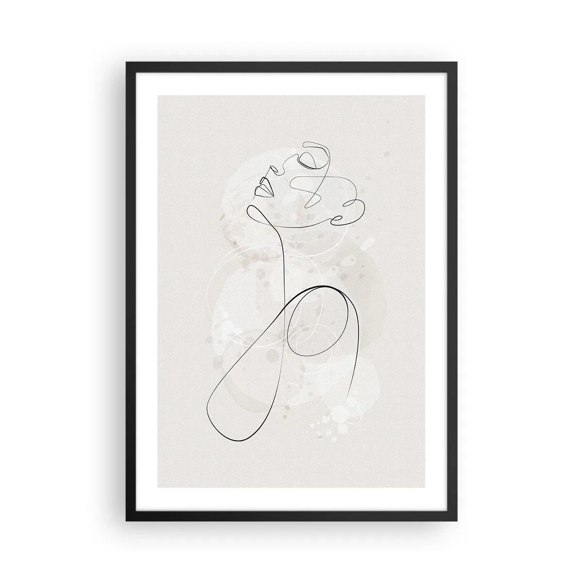 Pôster com moldura preta - A linha de contorno da figura contra o fundo de delicadas formas pastéis - 50x70cm - O espiral de beleza - Decoração de parede moderna para a sala de estar e quarto ARTTOR