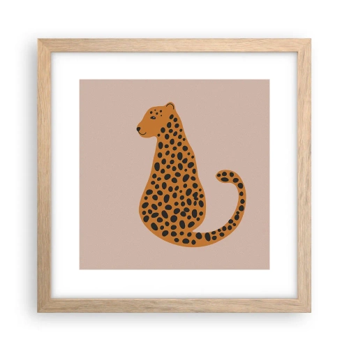 Pôster com moldura de carvalho claro - A estampa de leopardo está na moda - 30x30 cm