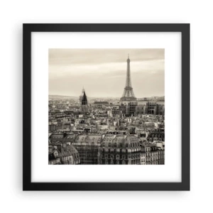 Pôster com moldura preta - Sobre os telhados de Paris - 30x30 cm