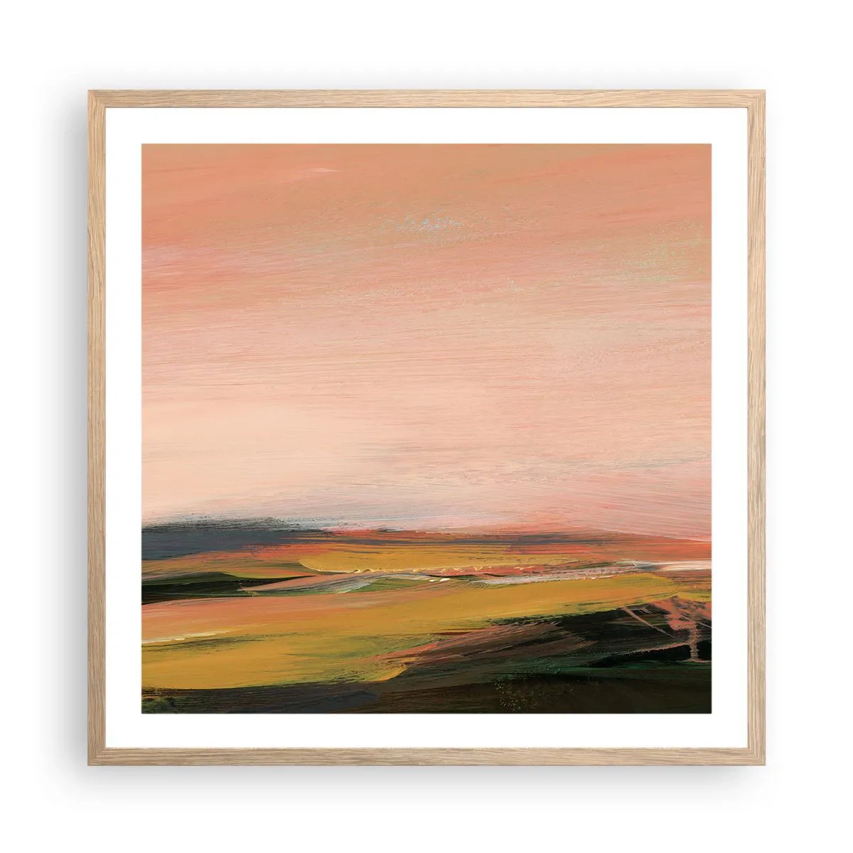 Pôster com moldura de carvalho claro - Em tons rosa - 60x60 cm