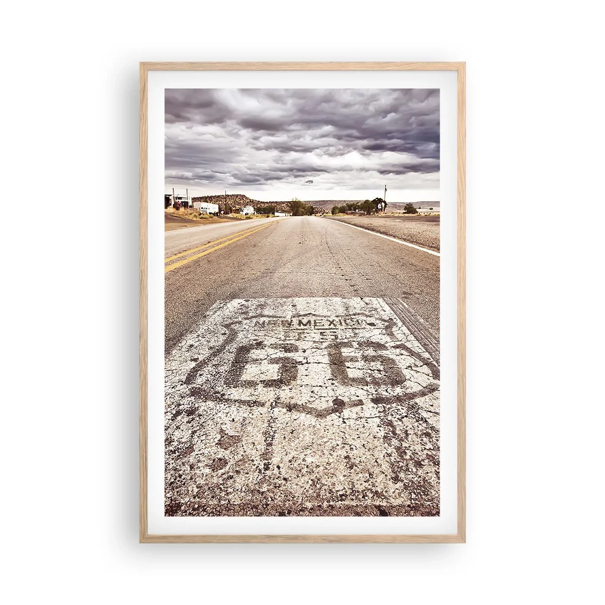 Pôster com moldura de carvalho claro - Mother Road - uma lenda americana - 61x91 cm