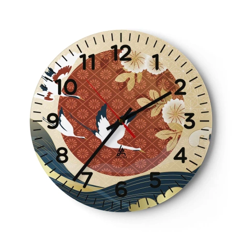 Relógio de parede - Relógio em vidro - Conto de fadas japonês - 30x30 cm