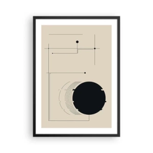 Pôster com moldura preta - Uma composição geométrica minimalista sobre um fundo bege - 50x70cm - Composição flexível e dinâmica - Decoração de parede moderna para a sala de estar e quarto ARTTOR