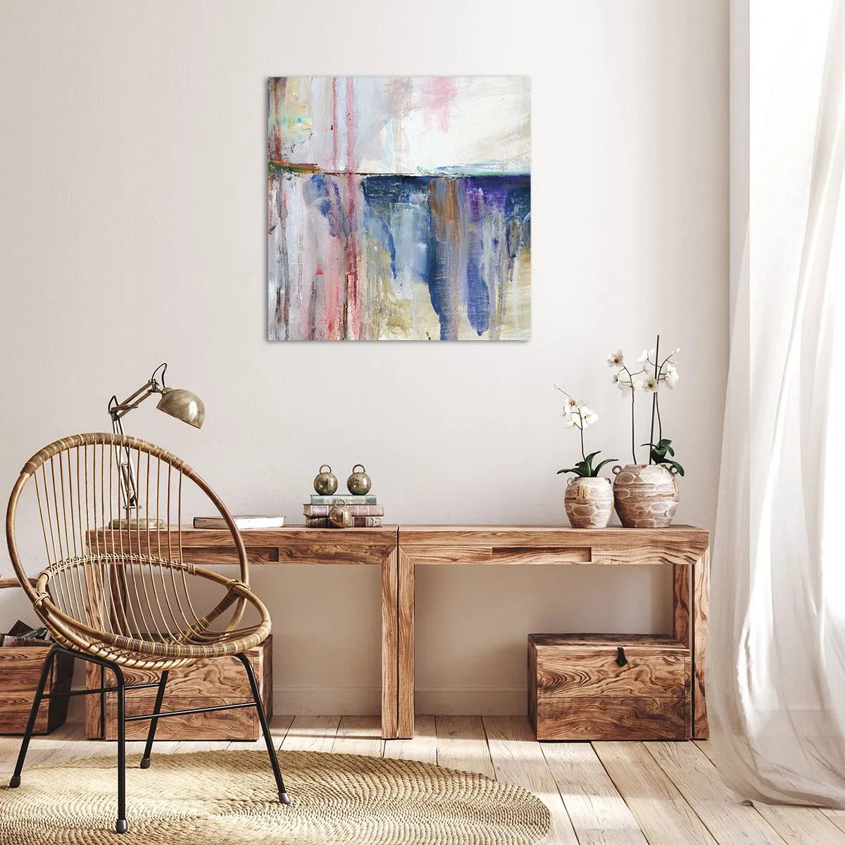 Quadro em tela - Impressões coloridas e associações - 40x40 cm