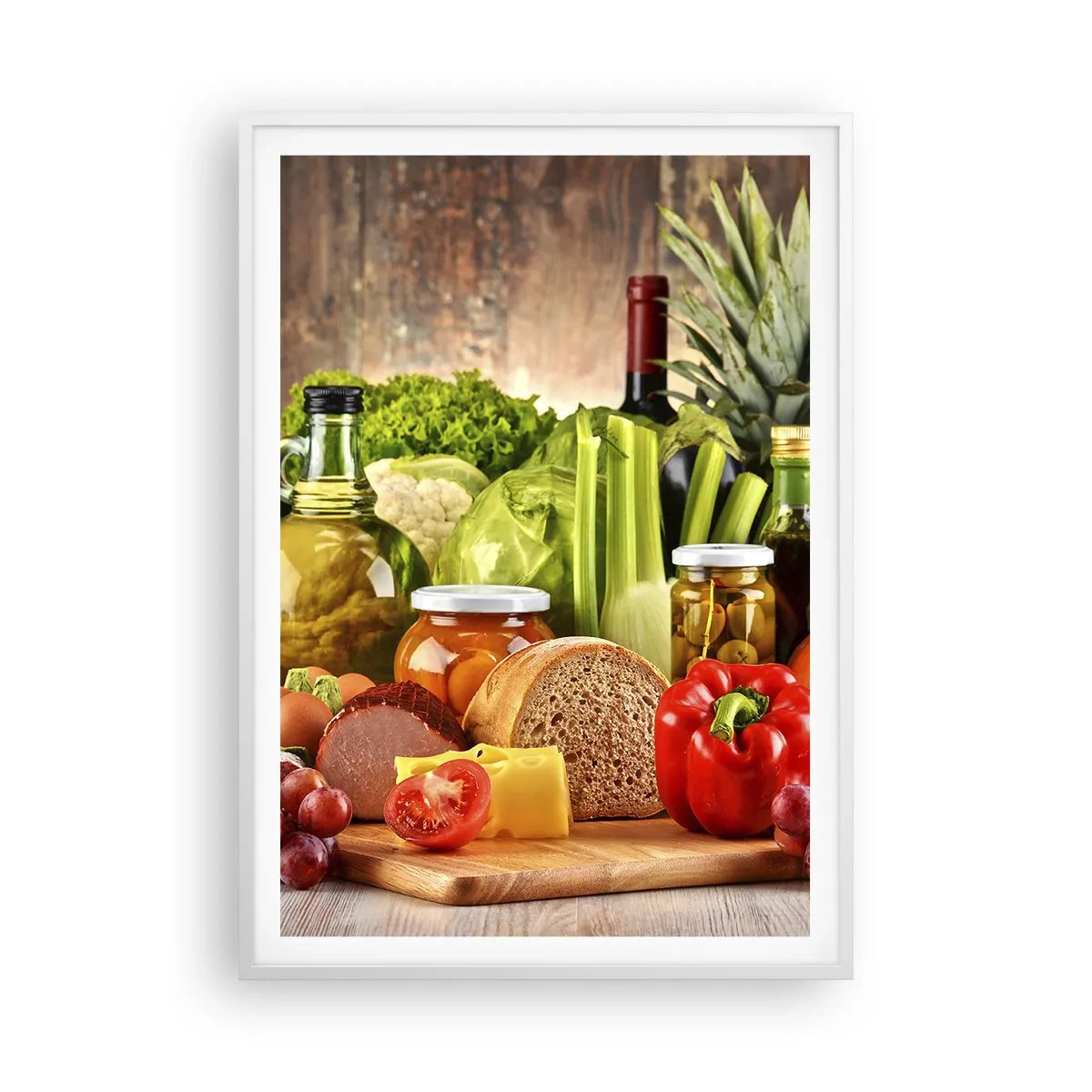 Pôster em moldura branca - Defumados, cozidos, em conserva - 70x100 cm