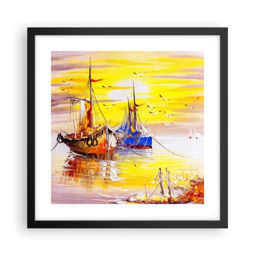 Pôster com moldura preta - Um merecido descanso no porto - 40x40 cm