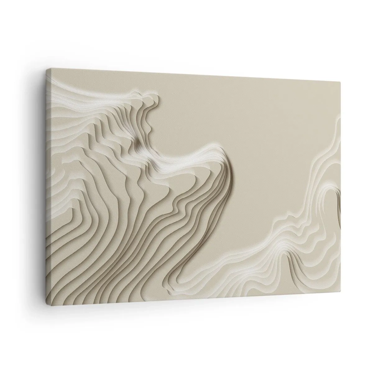 Quadro em tela - Um padrão abstrato em tons de bege com efeito linear. - 70x50cm - Topografia da arte - Decoração de parede moderna para a sala de estar e quarto ARTTOR