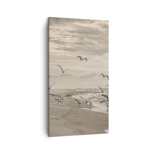 Quadro em tela - O som do mar, o canto dos pássaros - 45x80 cm