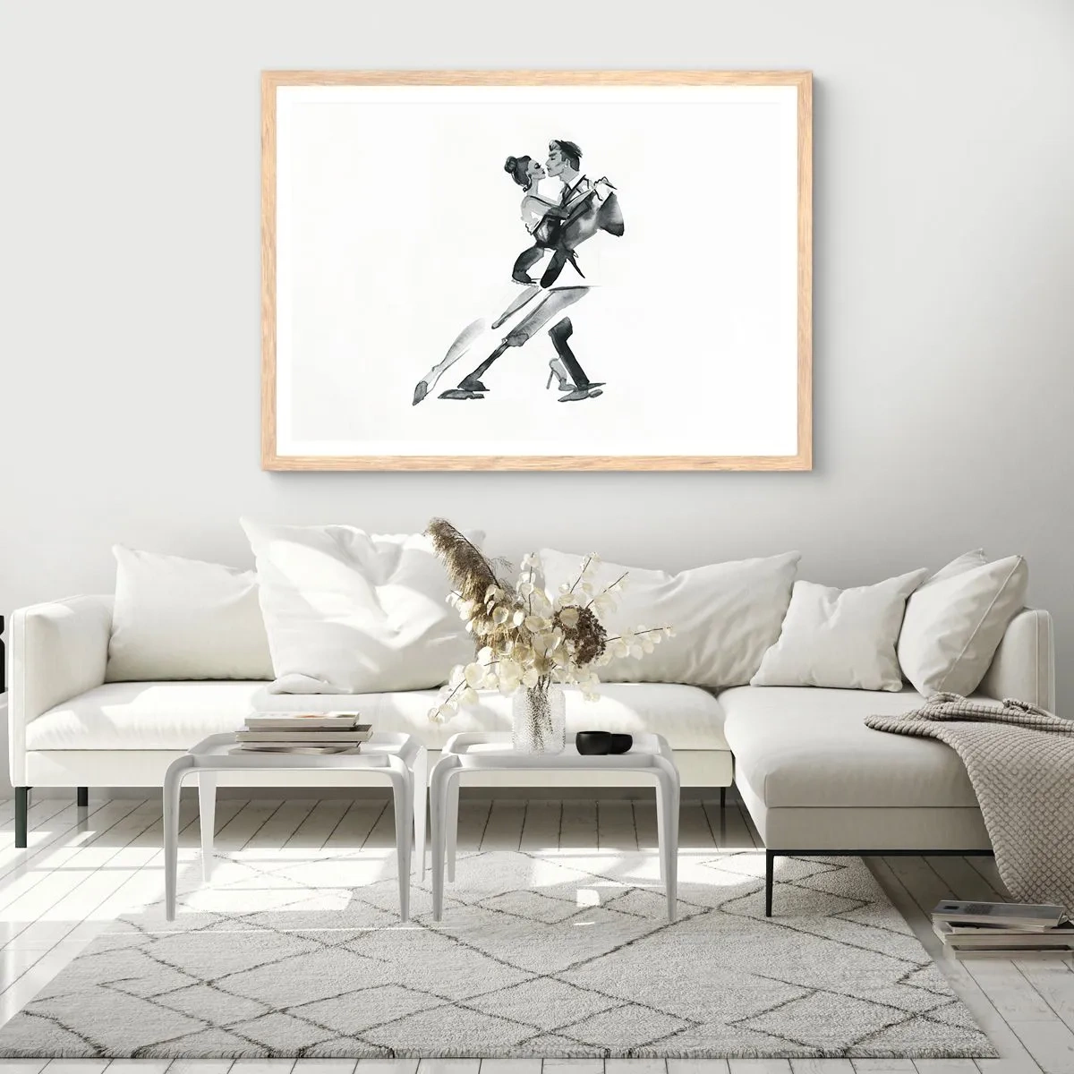 Pôster com moldura de carvalho claro - Num só ritmo - 100x70 cm