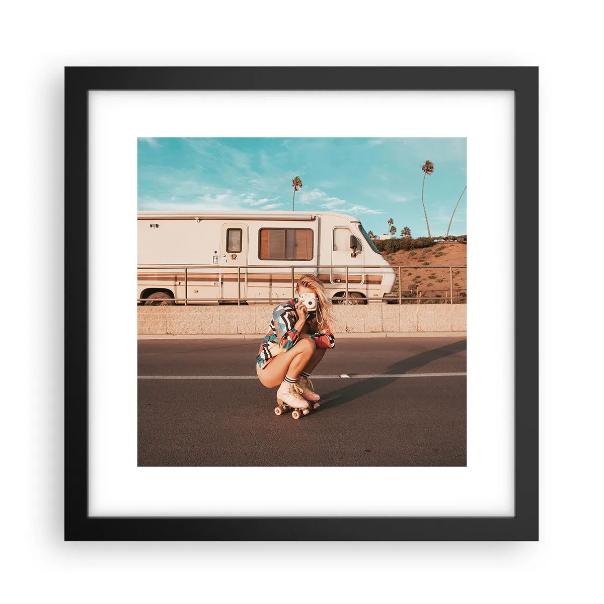Pôster com moldura preta - Sorria, por favor! - 30x30 cm