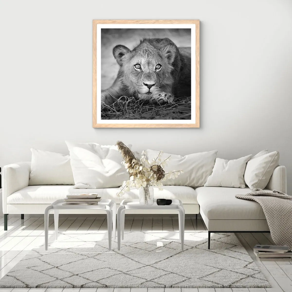 Pôster com moldura de carvalho claro - Cachorro real - 30x30 cm