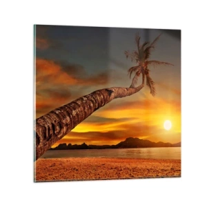 Quadro em vidro - Férias exóticas, aventura caribenha - 30x30 cm