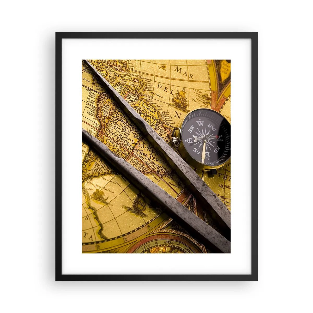 Pôster com moldura preta - Onde estão esses tesouros? - 40x50 cm