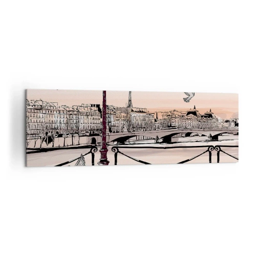 Quadro em tela - Sobre os telhados de Paris - 160x50 cm