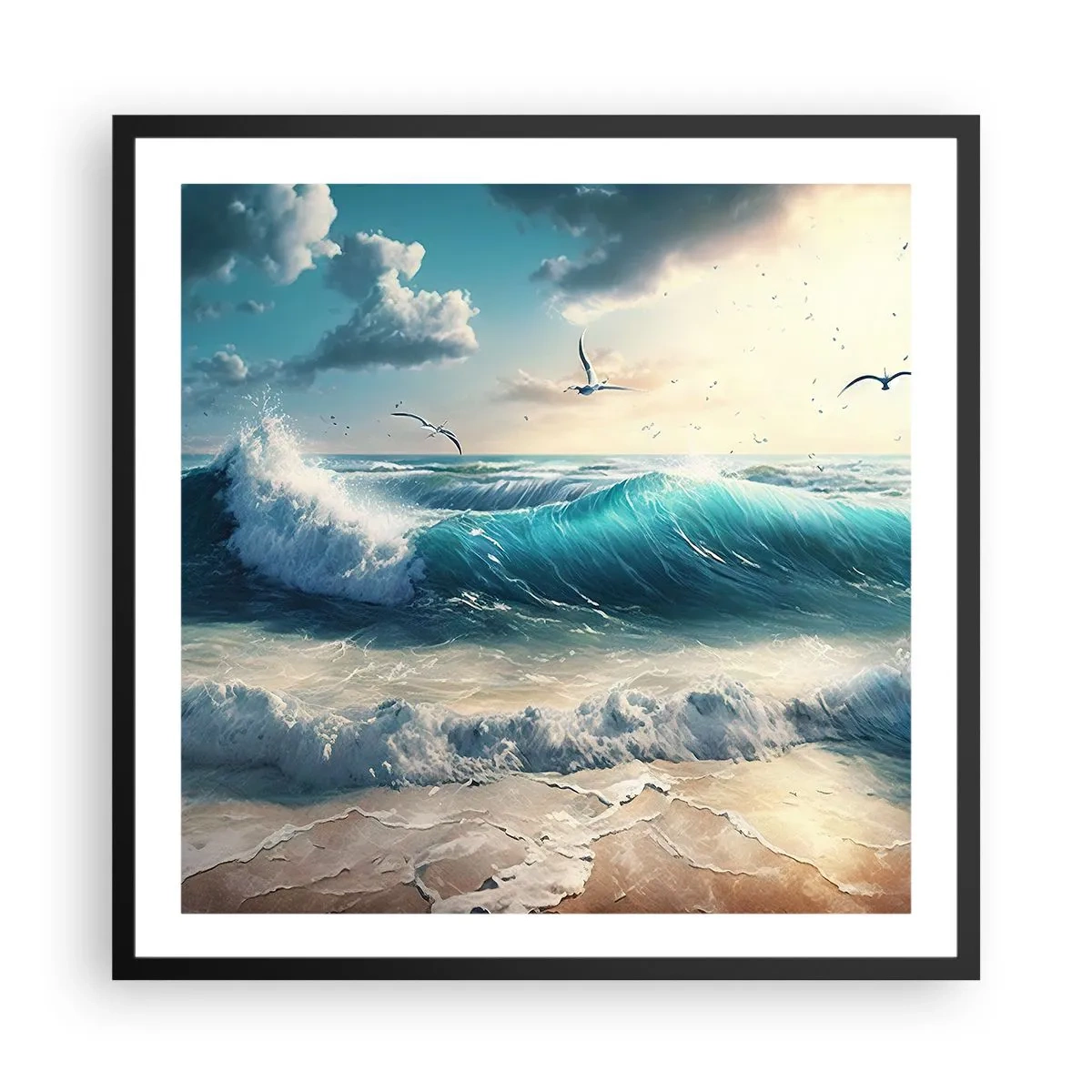 Pôster com moldura preta - Cantarola apenas para si - 60x60 cm