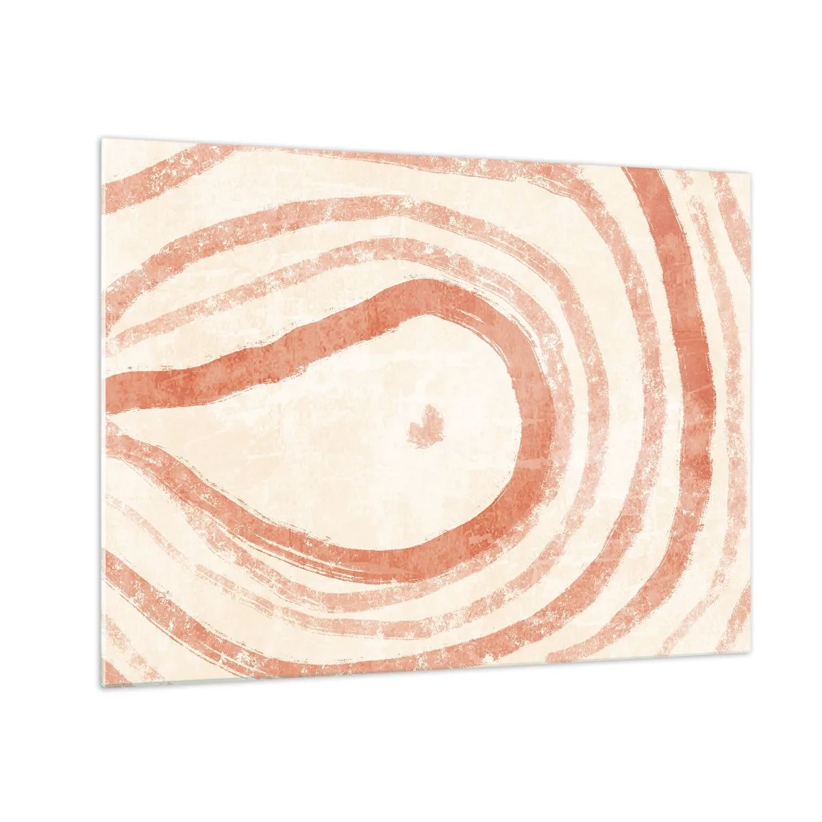 Quadro em vidro - Linhas de coral abstratas em forma de círculos concêntricos - 70x50cm - Círculos de coral – composição - Decoração de parede moderna para a sala de estar e quarto ARTTOR