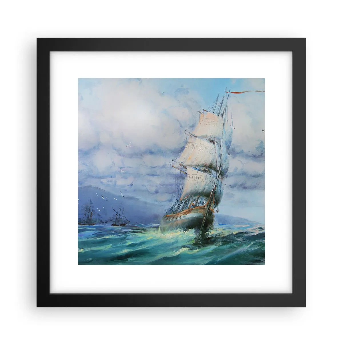 Pôster com moldura preta - Bons ventos - 30x30 cm