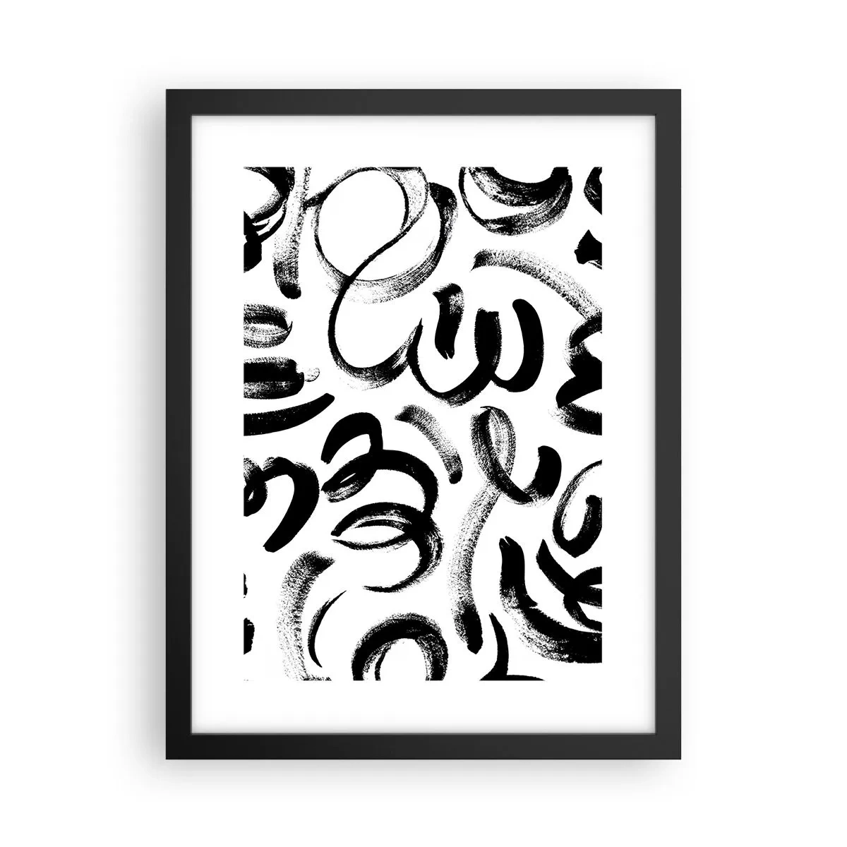 Pôster com moldura preta - Preto sobre branco - 30x40 cm