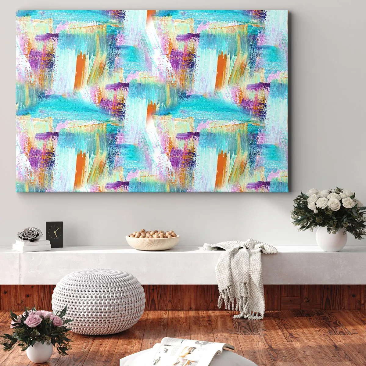 Quadro em tela - Uma alegre coposição de camadas - 100x70 cm