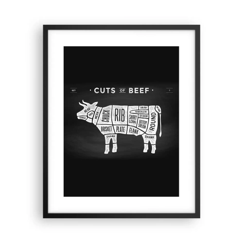 Pôster com moldura preta - Cartilha do talhante - 40x50 cm