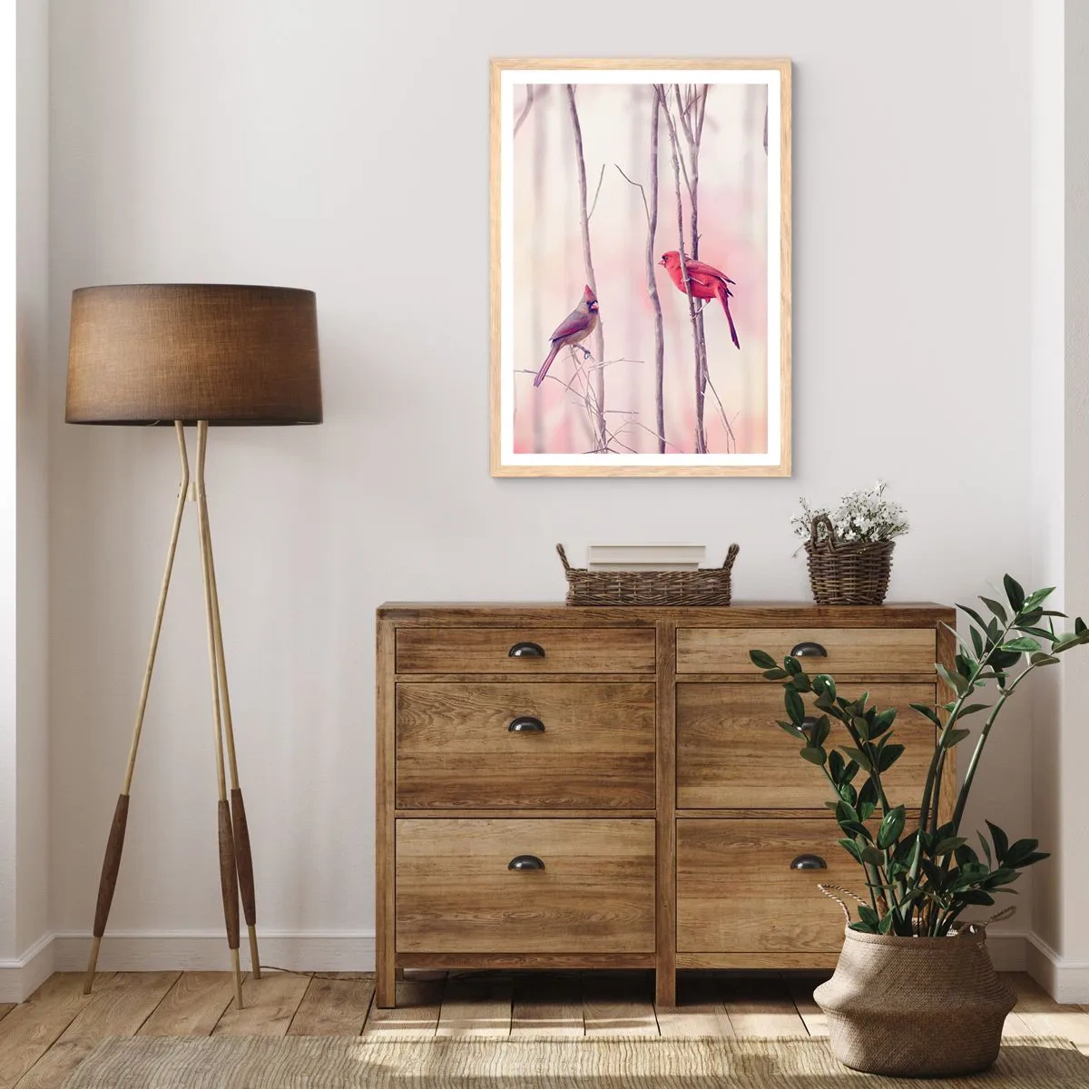 Pôster com moldura de carvalho claro - O Conto da floresta rosa - 50x70 cm