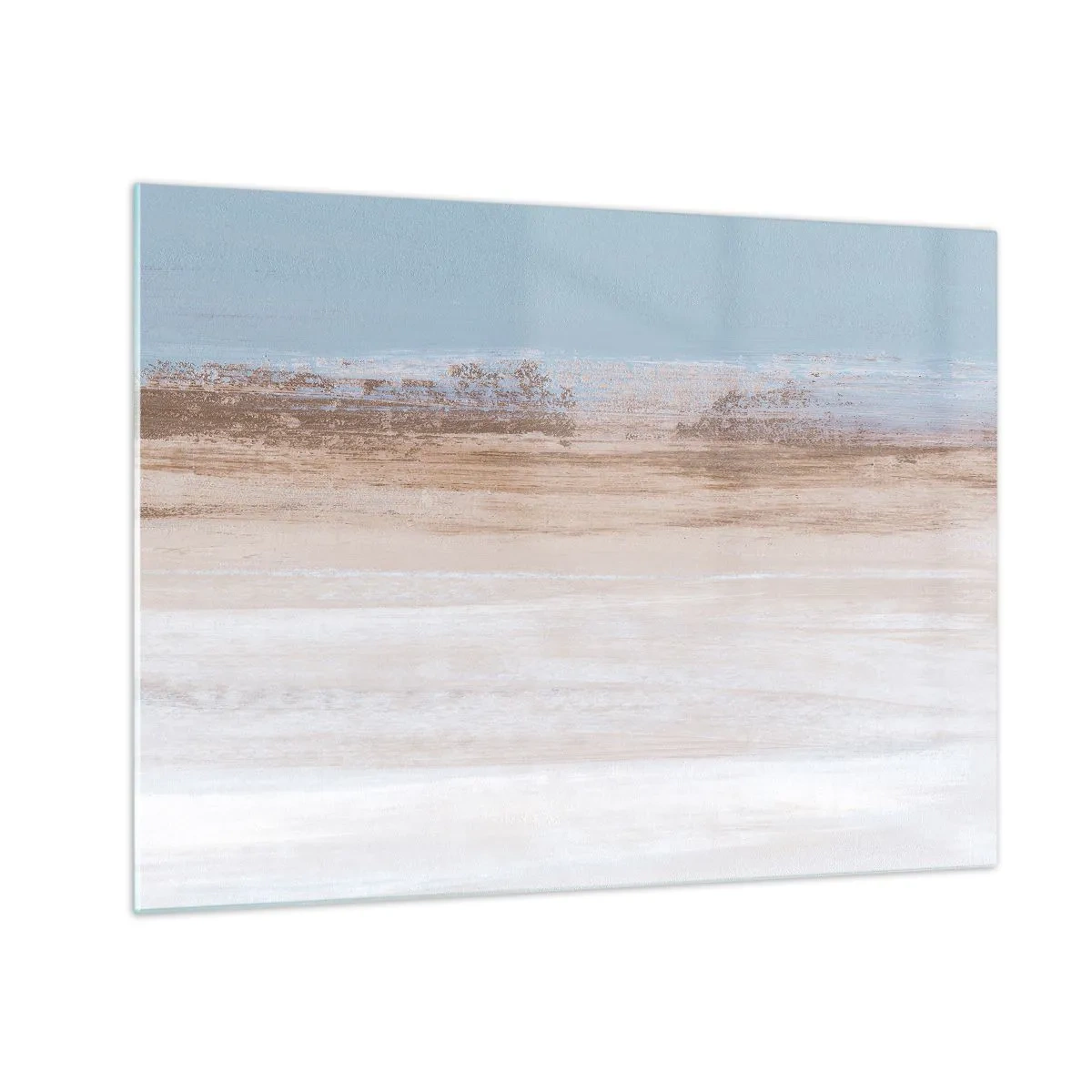 Quadro em vidro - Paisagem abstrata com céu e terra em tons pastéis - 70x50cm - Paisagem ambígua - Decoração de parede moderna para a sala de estar e quarto ARTTOR