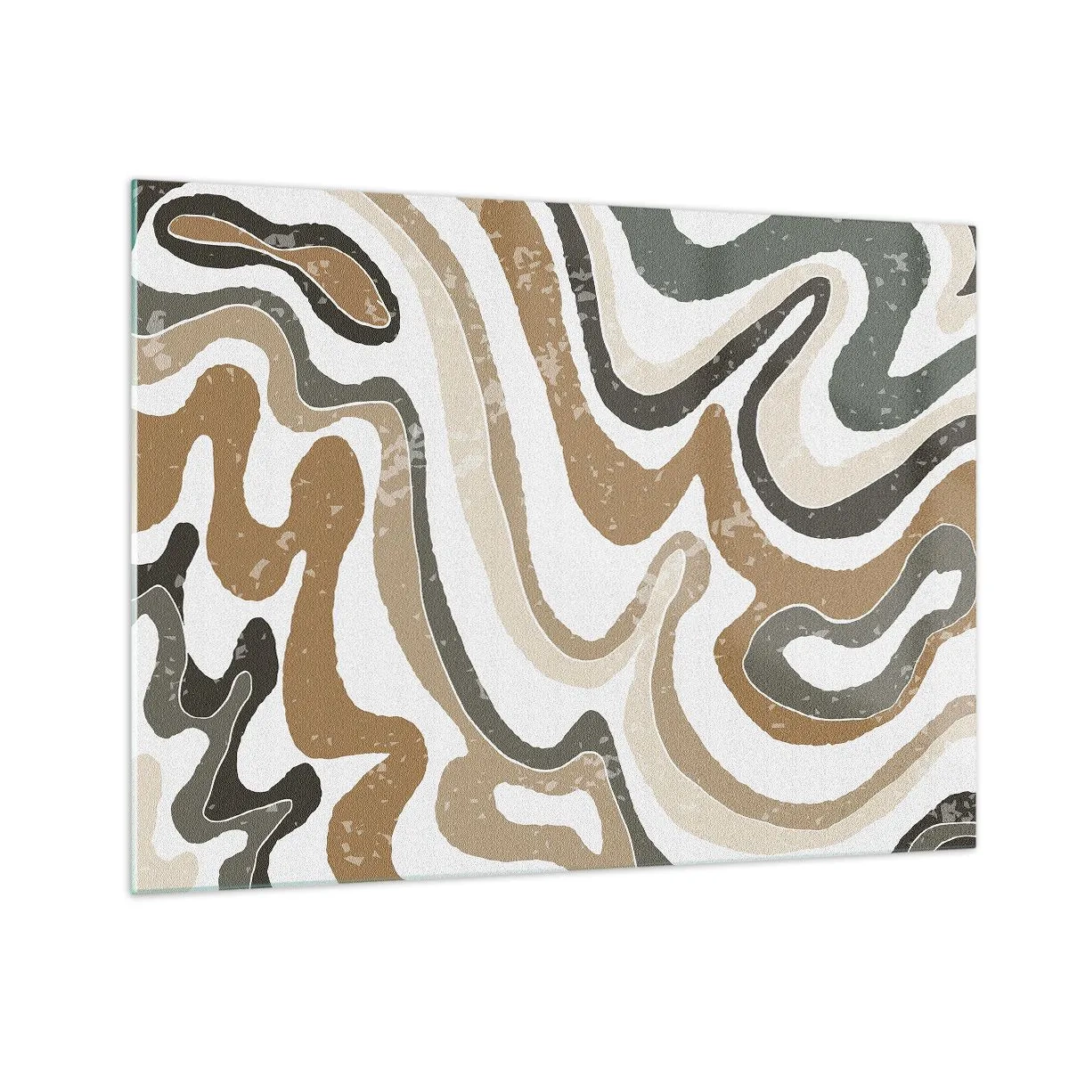 Quadro em vidro - Padrão abstrato em cores terrosas - 70x50cm - Meandros de cores da terra - Decoração de parede moderna para a sala de estar e quarto ARTTOR