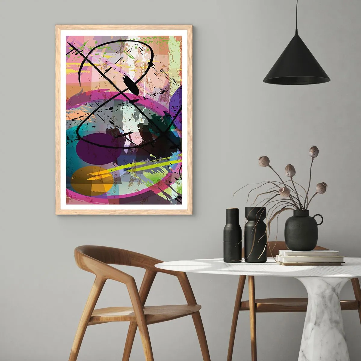 Pôster com moldura de carvalho claro - Pode ir direto ou ao redor - 61x91 cm