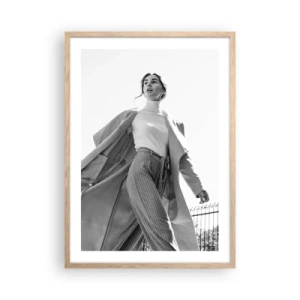 Pôster com moldura de carvalho claro - Vens comigo? - 50x70 cm