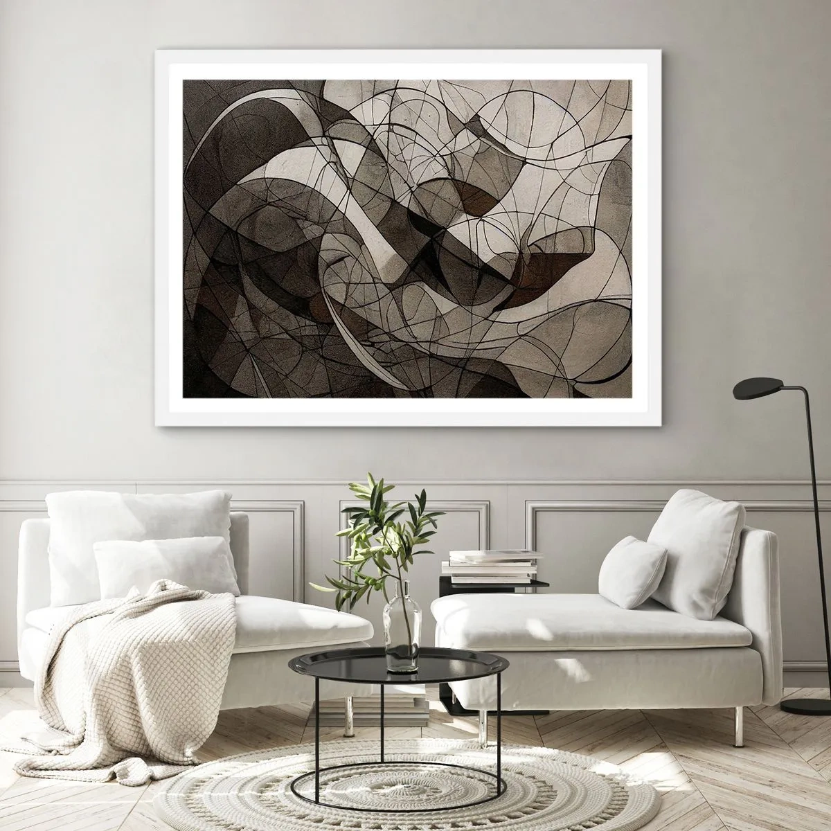 Pôster em moldura branca - Circulação das cores da terra - 70x50 cm