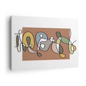 Quadro em tela - Abstração colorida com manchas e linhas - 70x50cm - Abstração que vale a pena sorrir - Decoração de parede moderna para a sala de estar e quarto ARTTOR